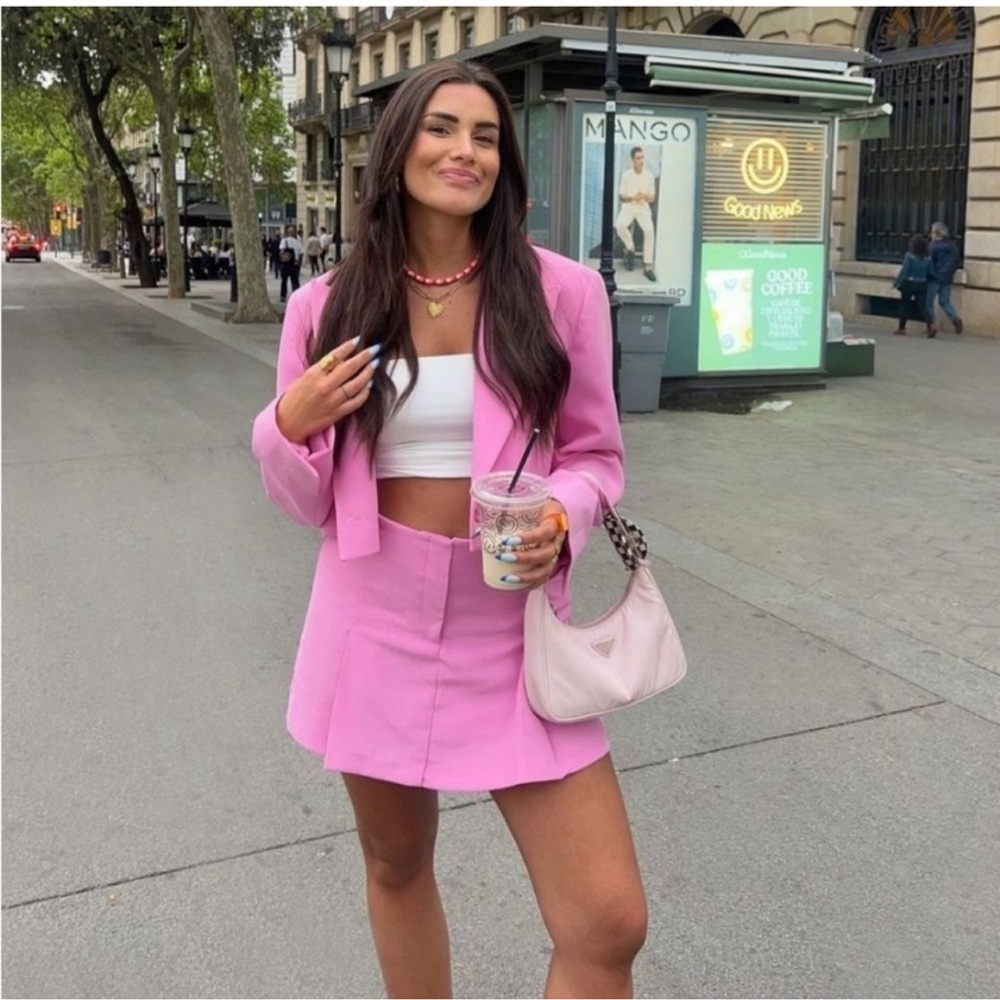 ZARA PINK CROP BLAZER - Picture 3 of 14